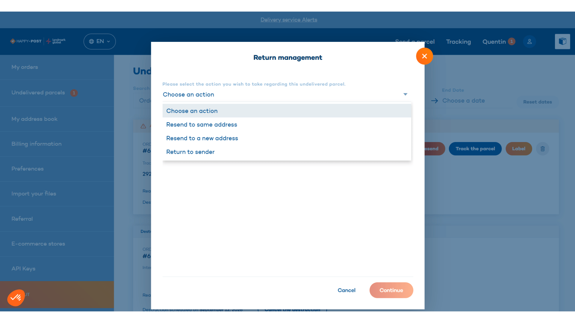 How to manage returned a parcel